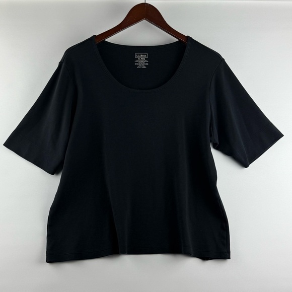 L.L.Bean Women’s Pima Cotton Shaped Tees – Black & Light Pink – Size XL - Picture 1 of 3